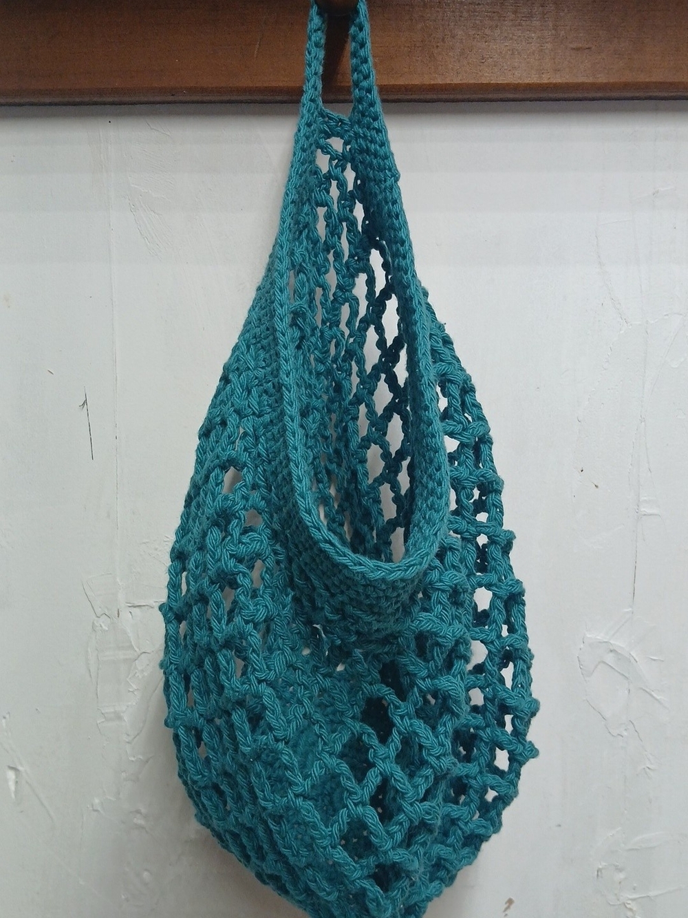 Handmade Teal Crochet Market Bag - Women Bags